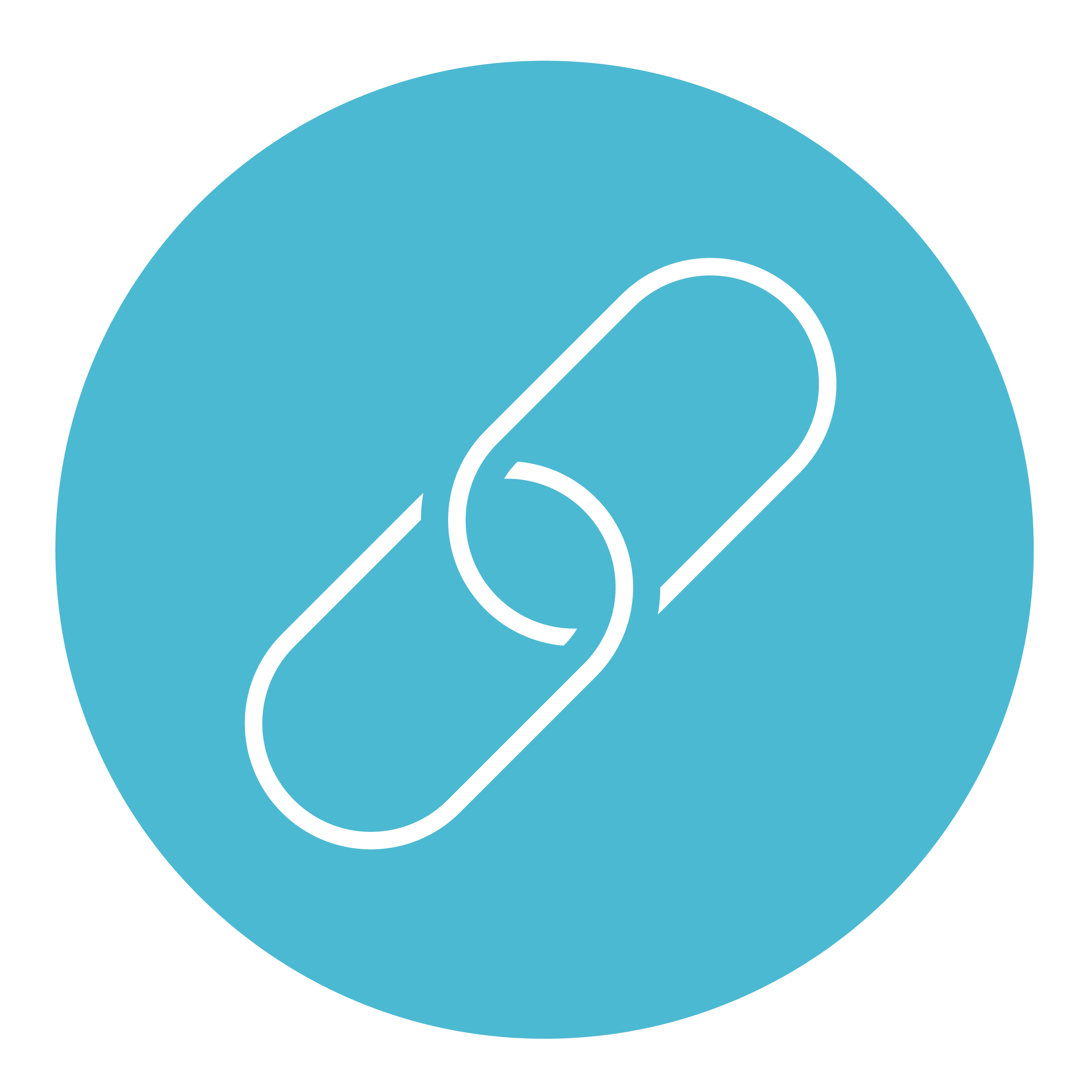 Blue icon of an outline of a hyperlink symbol