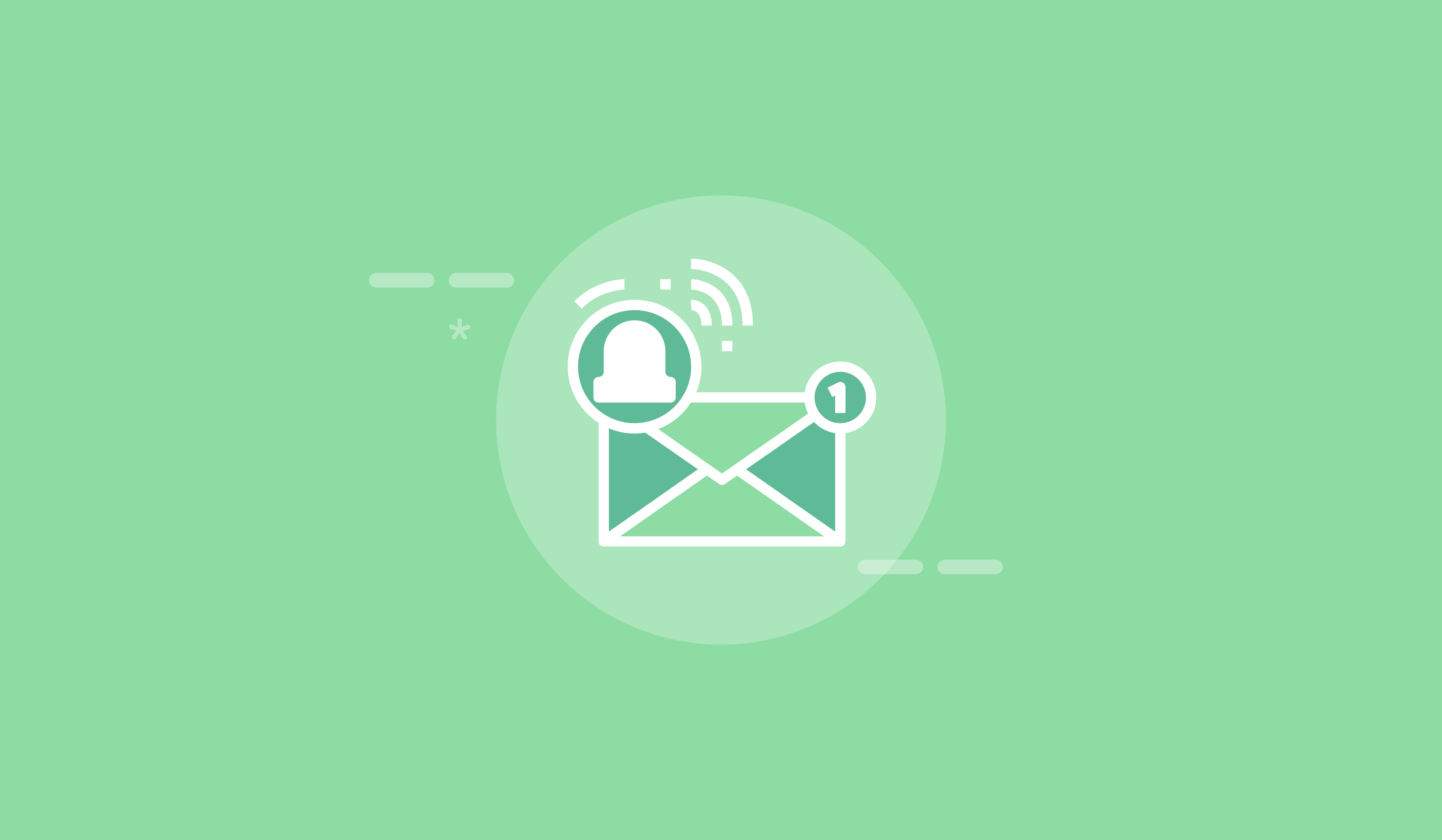 Guest Post Pitch Template. Image contents: Green background. In the center: an envelope with a notification bubble on the right and a bell-shaped notification icon on the left.
