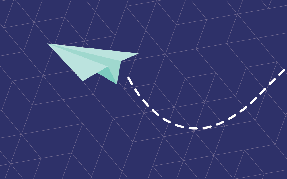 Content Maximization Checklist. Image contents: Purple background. Illustration of a paper airplane flying by.