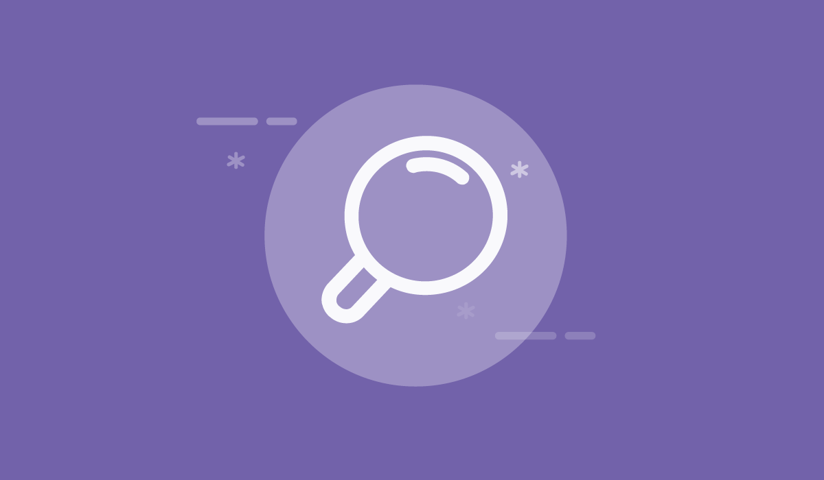 The Ultimate Guide to Content Marketing for SEO. Image contents: Purple background. White icon of a magnifying glass in the center.