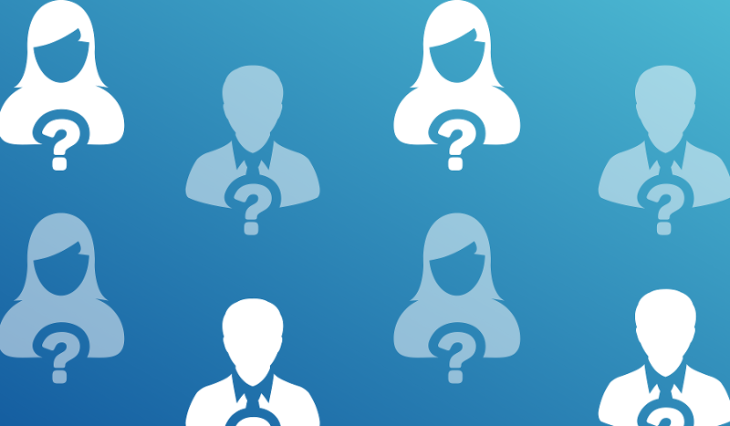 Publication Quiz. Image contents: Blue background. Illustrations of anonymous people with a question mark in front of them.